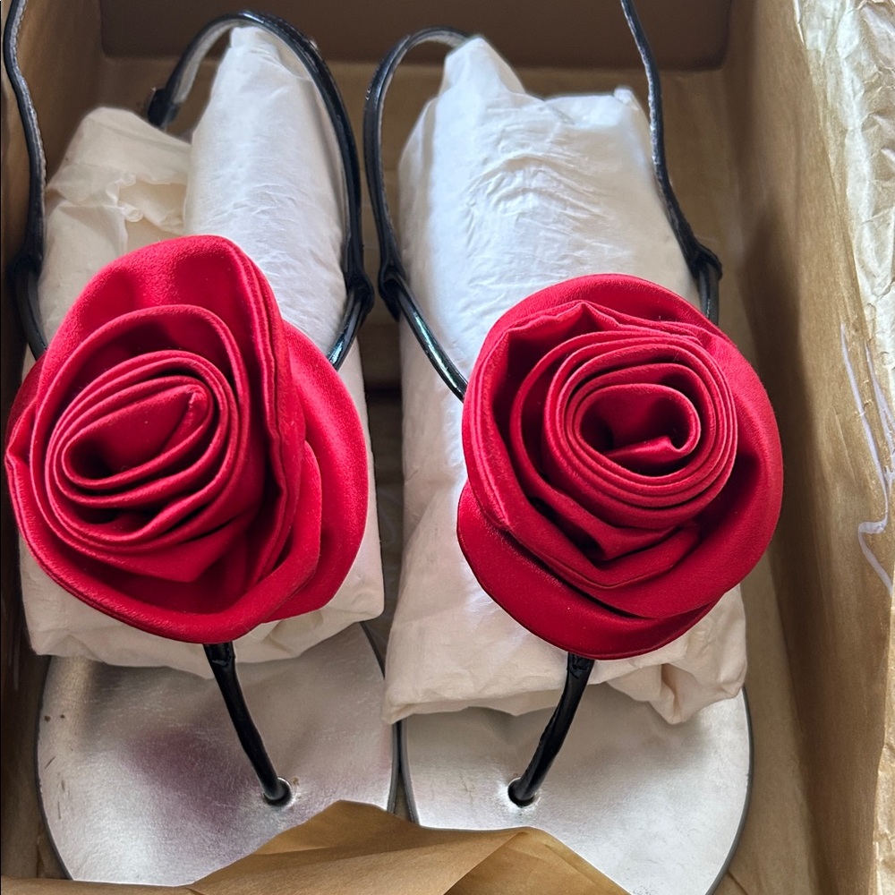 Chic Red Rose Women's Sandals